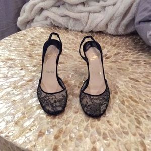 CL 💯 satin/lace sling back